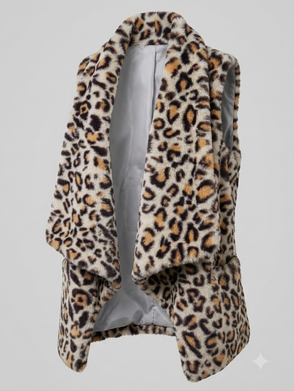 [[Jolt]] Leopard Print Faux Fur Draped Vest